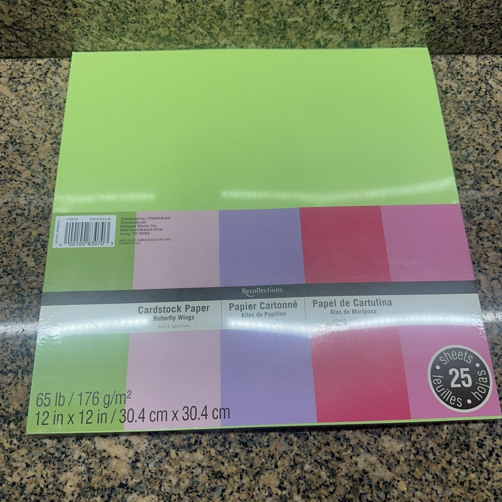 Recollections Cardstock Paper Butterfly Wings 25 Sheets 12x12 Multi Color Pastel